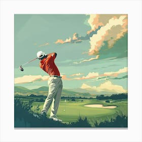 A Golfer Teeing Off Lofi Illustration 1718673009 2 Canvas Print