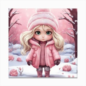 Little Girl In Pink Coat 1 Canvas Print