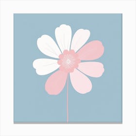 A White And Pink Flower In Minimalist Style Square Composition 223 Canvas Print