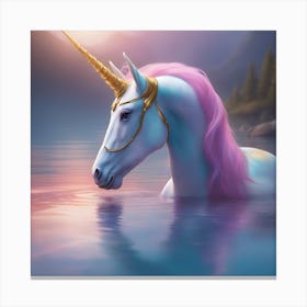 Unicorn In The Water 3 Canvas Print