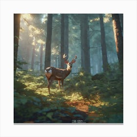 Deer In The Woods 67 Canvas Print