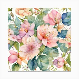 Watercolor Floral Pattern 2 Canvas Print