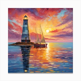 Lighthouse At Sunset 23 Canvas Print