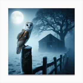 Barn Owl At Night 1 Canvas Print