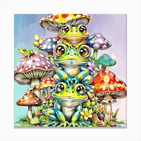 Frogs And Mushrooms Canvas Print