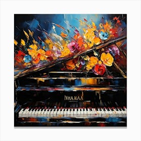 An Ultra High Definition Bohemian Oil Painting Featuring An Abstract Piano Close Up Filled With Vib 766092365 (2) Canvas Print