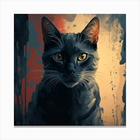 Black Cat Painting 1 Canvas Print