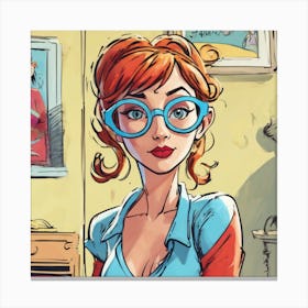 Girl In Glasses Canvas Print