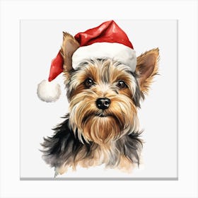 Yorkshire Terrier Santa Hat 1 Canvas Print