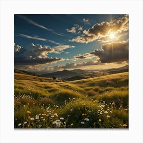 Sunset In The Meadow 3 Canvas Print