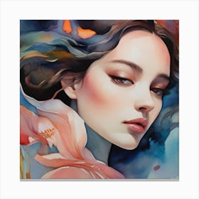 Watercolor Of A Woman Canvas Print