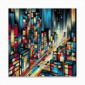 Urban Symphony in Neon 1 Canvas Print