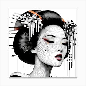 Geisha Head - Abstract Line Art Illustration 100 Canvas Print