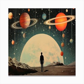 Man Looking At Planets Canvas Print