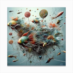 Floating Fish And Lollypops #3 Canvas Print