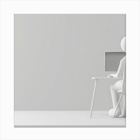 3d Person Sitting At Computer Canvas Print