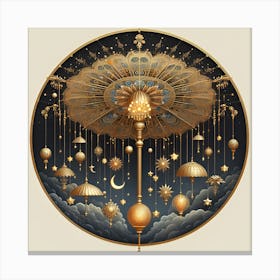 Moon And Stars Canvas Print