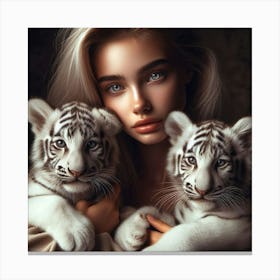 White Tiger Cubs 6 Canvas Print