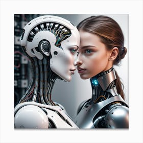 Robots And Women Canvas Print