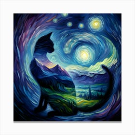 Starry Night Cat 3 Canvas Print