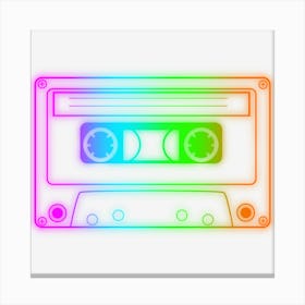 Neon Cassette Icon Vector Illustration Canvas Print