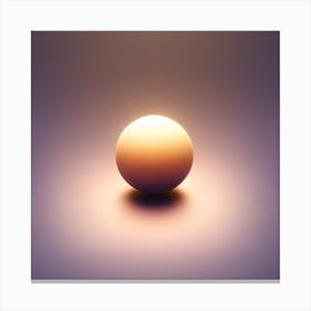 Title: "Solitary Glow: A Study in Light and Form"  Description: "Solitary Glow" is a minimalist piece that exudes a meditative quality through the interplay of light, shade, and form. The artwork captures a singular sphere bathed in a gradient of warm light that gently fades into the surrounding soft mauve backdrop. This simple yet profound representation alludes to the quiet power of a solitary source of light, reminiscent of a setting sun or a glowing ember. The subtle illumination creates a halo on the surface, suggesting depth and space. This piece is an invitation to contemplation, ideal for those who seek to infuse their environment with a sense of calm and the sublime beauty of simplicity. Canvas Print