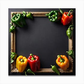 Colorful Peppers In A Frame Canvas Print