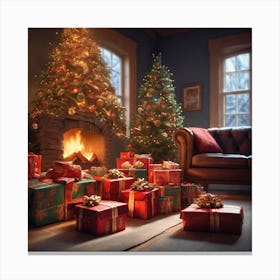 Christmas Tree In The Living Room 104 Canvas Print