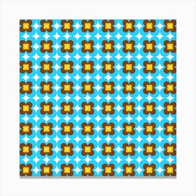 Blue And Yellow Flower Pattern Canvas Print