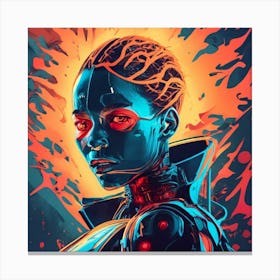 Femalw Cyborg Spawn Black And Blue Intense Dyn Canvas Print