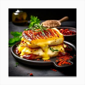 Grilled Cheese Sandwich On A Plate Canvas Print