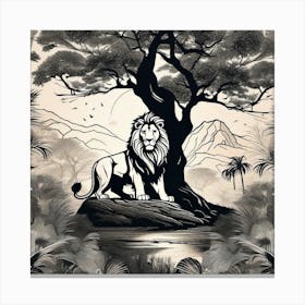 Lion In The Jungle 3 Canvas Print