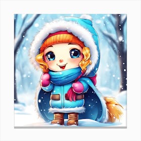 Little Girl In Winter Coat Canvas Print