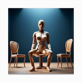 Robot Sitting On Chair 3 Canvas Print