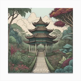 Botanical Chinese Garden Canvas Print