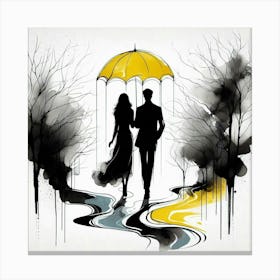 Silhouette of a woman and a man 7 Canvas Print