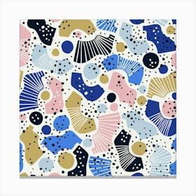 Abstract Shapes And Dots Cream Canvas Print