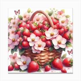 A basket of strawberries 3 Canvas Print