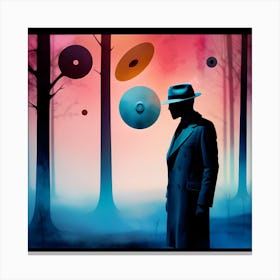 The Private Detective Captured In A Cinematic Shot Delves Into A Noir Mystery Amidst Watercolor Dreams Canvas Print
