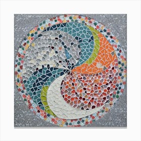 Firefly Beautiful Modern Intricate Floral Yin And Yang Japanese Mosaic Mandala Pattern In Gray, And (2) Canvas Print