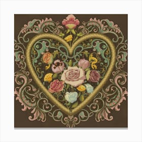 Ornate Vintage Hearts Muted Colors Lace Victorian Canvas Print