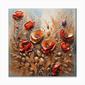 Pattern with Wheat and poppies flowers 1 Canvas Print