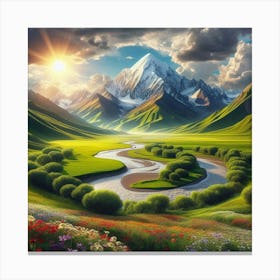 Kazakhstan Landscape Painting Canvas Print