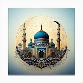 Firefly Mosque, Illustration, Wallpaper, Islamic, Logo, Architecture, Minaret, Dome, Prayer, Religio (11) Canvas Print