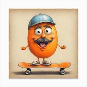 Orange On Skateboard 1 Canvas Print