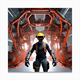 Industrial Worker In A Factory Canvas Print