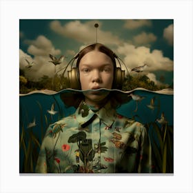 'The Girl With Headphones' Canvas Print