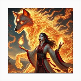 Priestess Kaida Yang Fire Wolf Canvas Print