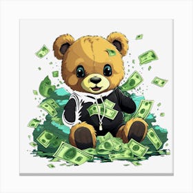 Teddy Bear With Money Canvas Print