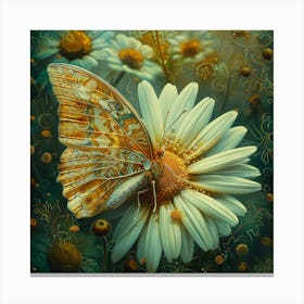 Butterfly On A Daisy Canvas Print